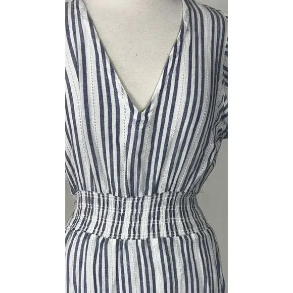 Rails Tara Blue Catalina L Dress Blue White Striped Flutter Sleeve Ruffle Rayon - Picture 7 of 11